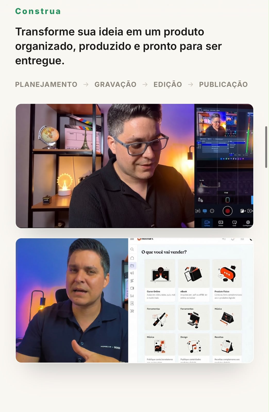 Aulas reais da etapa Construa do Método DCV